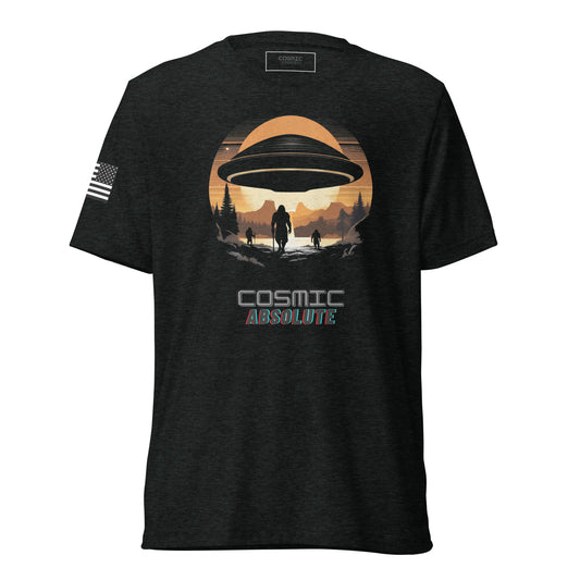 Primitive Encounters: Cavemen vs. UFOs Triblend T-shirt